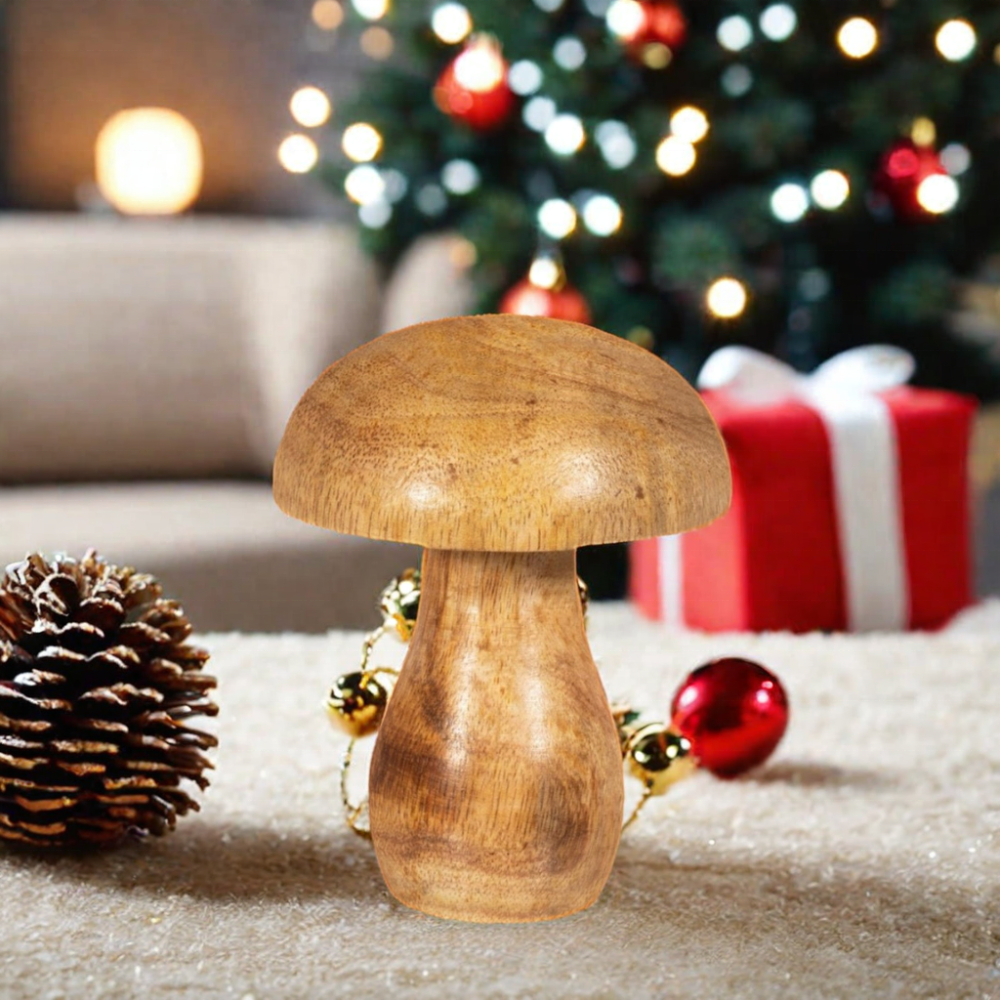 Mushroom Shaped Christmas Decoration For XmasTree Ornament Novelty Wood Gift Stocking Stuffer