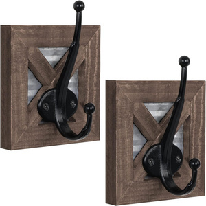 Farmhouse Bathroom Hooks for Towels Coat Robe l Towel Hooks for Bathroom Wall Mounted Rustic Hooks Decor Wood 2 Pack