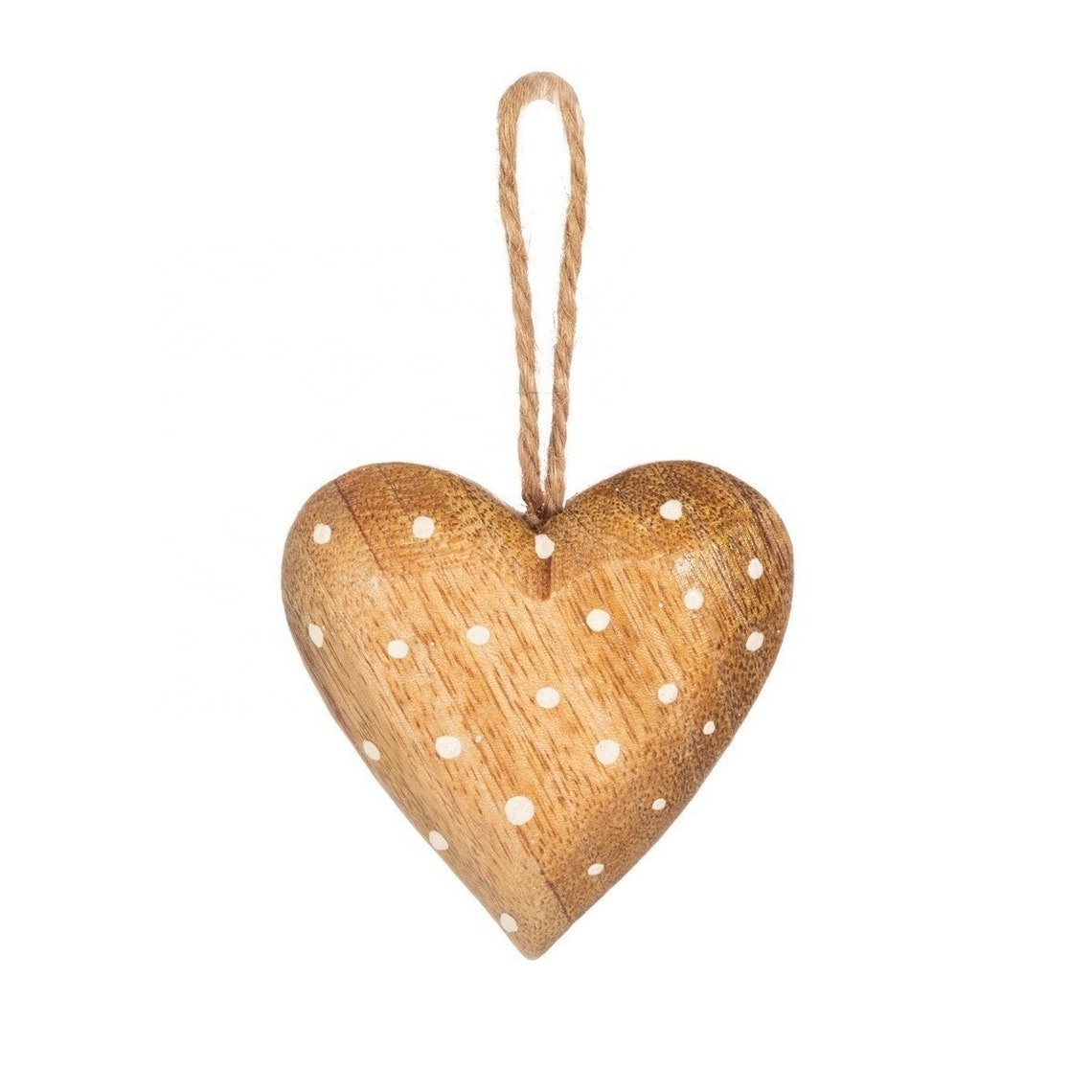 Polka Dot Wooden Heart Shaped Bauble White Christmas Decoration Hanging For XmasTree Ornament Novelty Wood Gift Stocking Stuffer