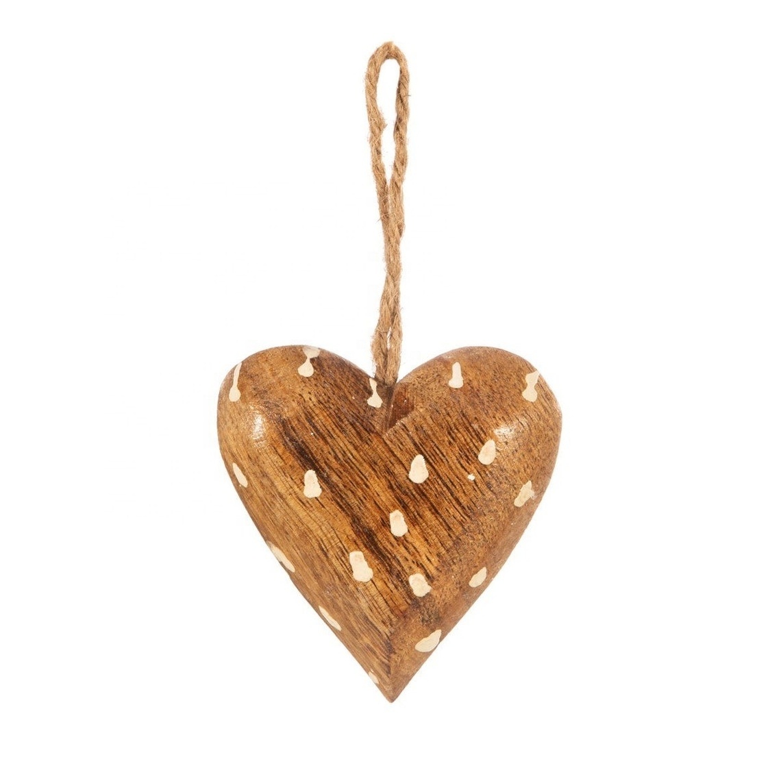 Polka Dot Wooden Heart Shaped Bauble White Christmas Decoration Hanging For XmasTree Ornament Novelty Wood Gift Stocking Stuffer