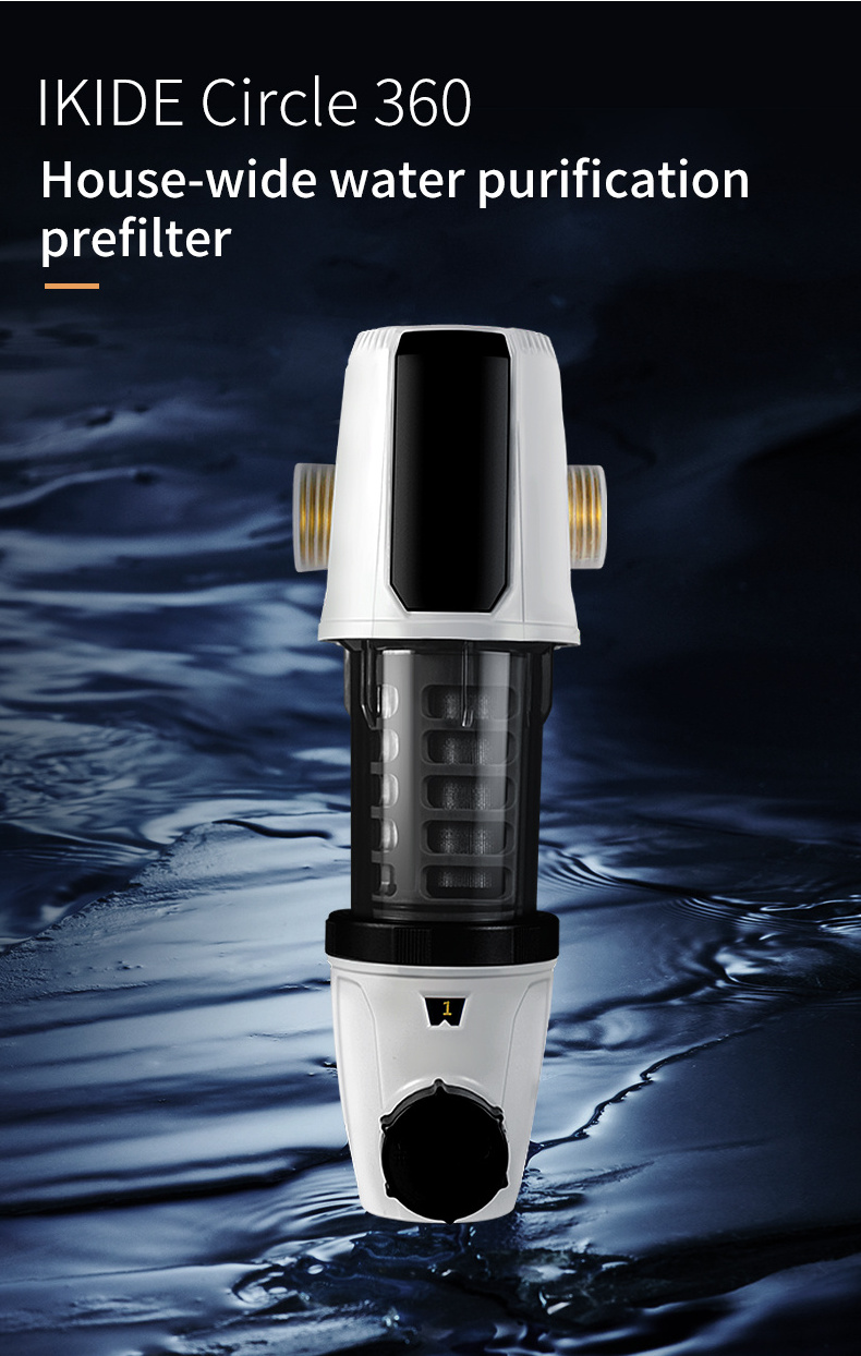 Whole House Backwash Rotate 360 Degrees Spin Down Sediment Water Filter Central Pre Filter Purifier 3T/H+ Water Gauge