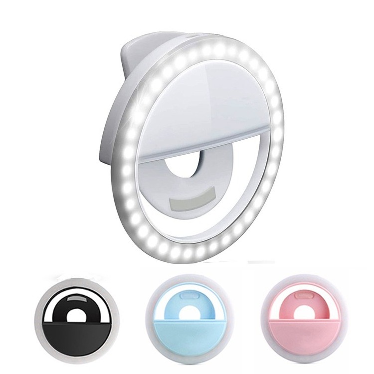 KINGSTAR Portable Rechargeable 3-Level Brightness Photography Clip-on Mobile Phone Mini LED Selfie Ring Light