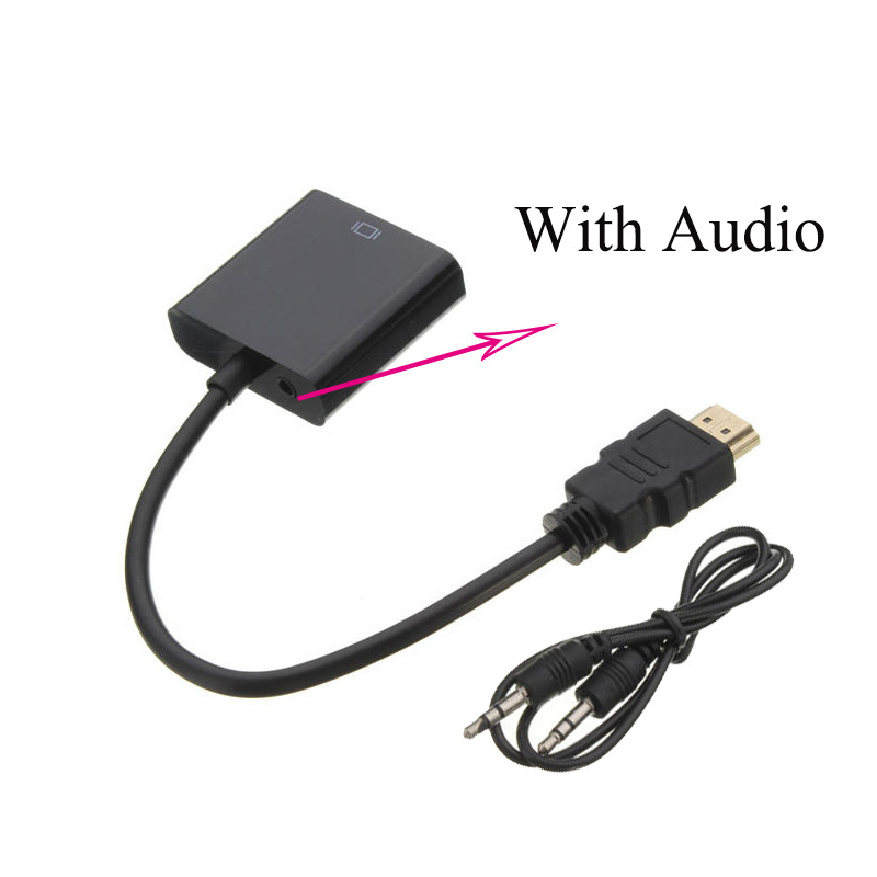 HDMI to VGA Cable HDMI Male to VGA Female RGB Analog VGA Video Audio Converter Adapter Cables HD 1080P for PC Laptop DVD