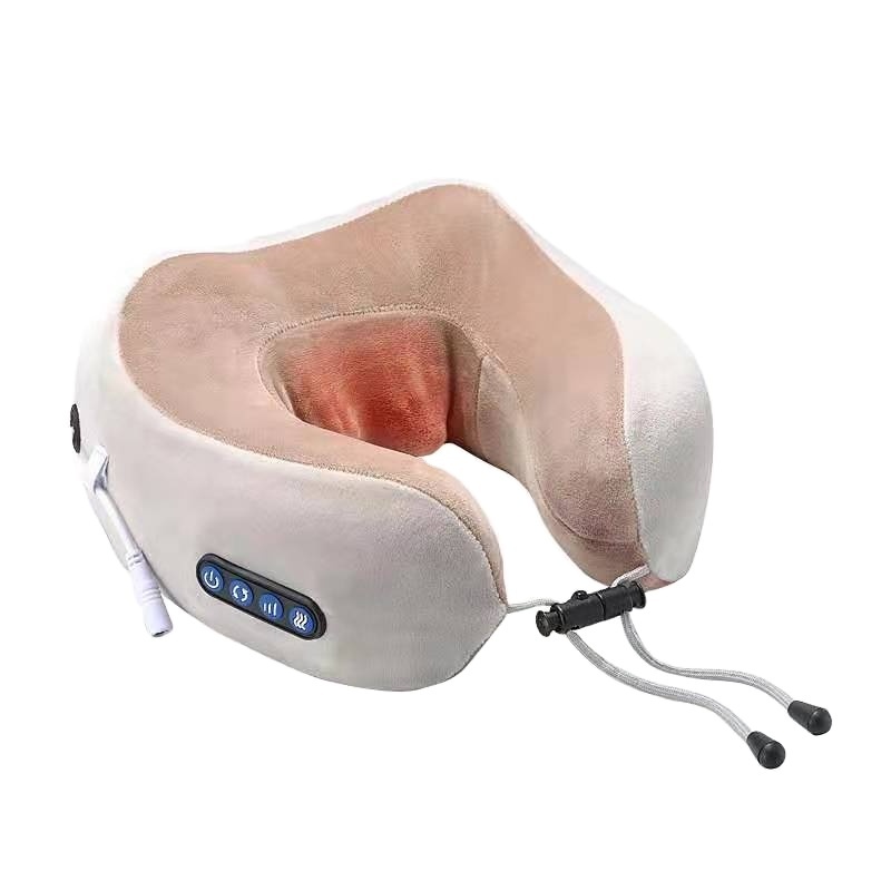 Wireless folding car and home Neck U shaped hot sell shiatsu kneading lumbar traction massage pillow