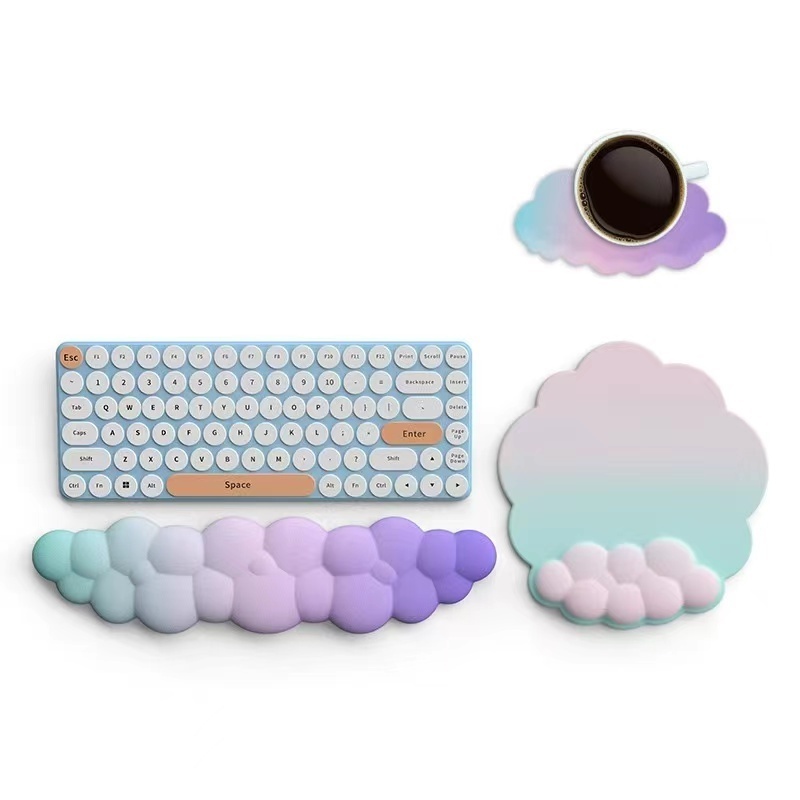 Comfortable Ergonomic Soft Memory Foam Support Cloud Keyboard PU Non Slip Wrist Rest Mouse Pad