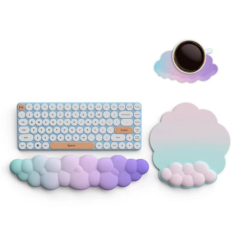 Comfortable Ergonomic Soft Memory Foam Support Cloud Keyboard PU Non Slip Wrist Rest Mouse Pad