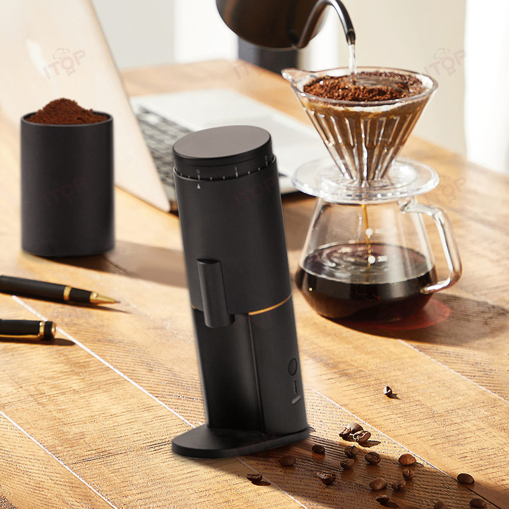 Portable Electric Burr Coffee Grinder Quiet Spice Grinder One Touch Coffee Bean Mill For 2-4 Cup