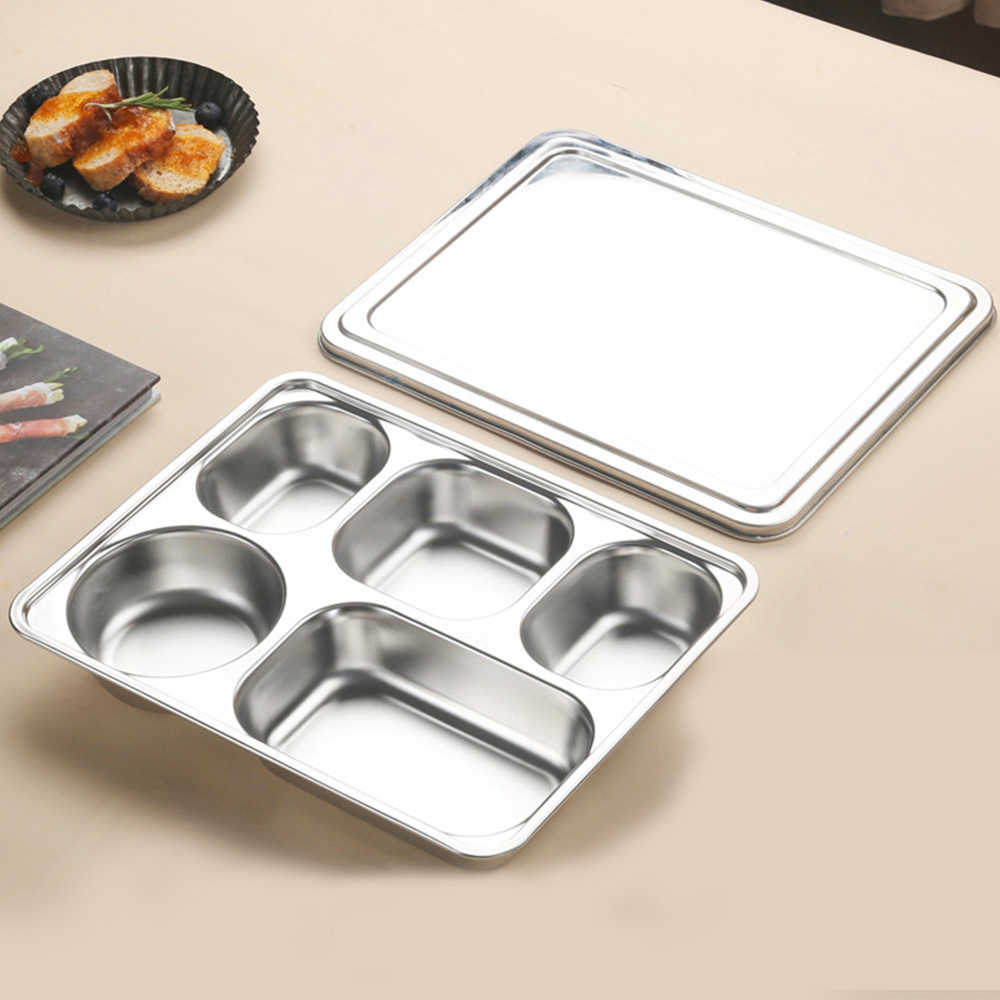 IKITCHEN 201 school children divided dinner plate metal stainless steel 4 compartments hospital plate food tray