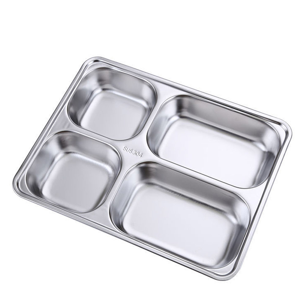 IKITCHEN 201 school children divided dinner plate metal stainless steel 4 compartments hospital plate food tray