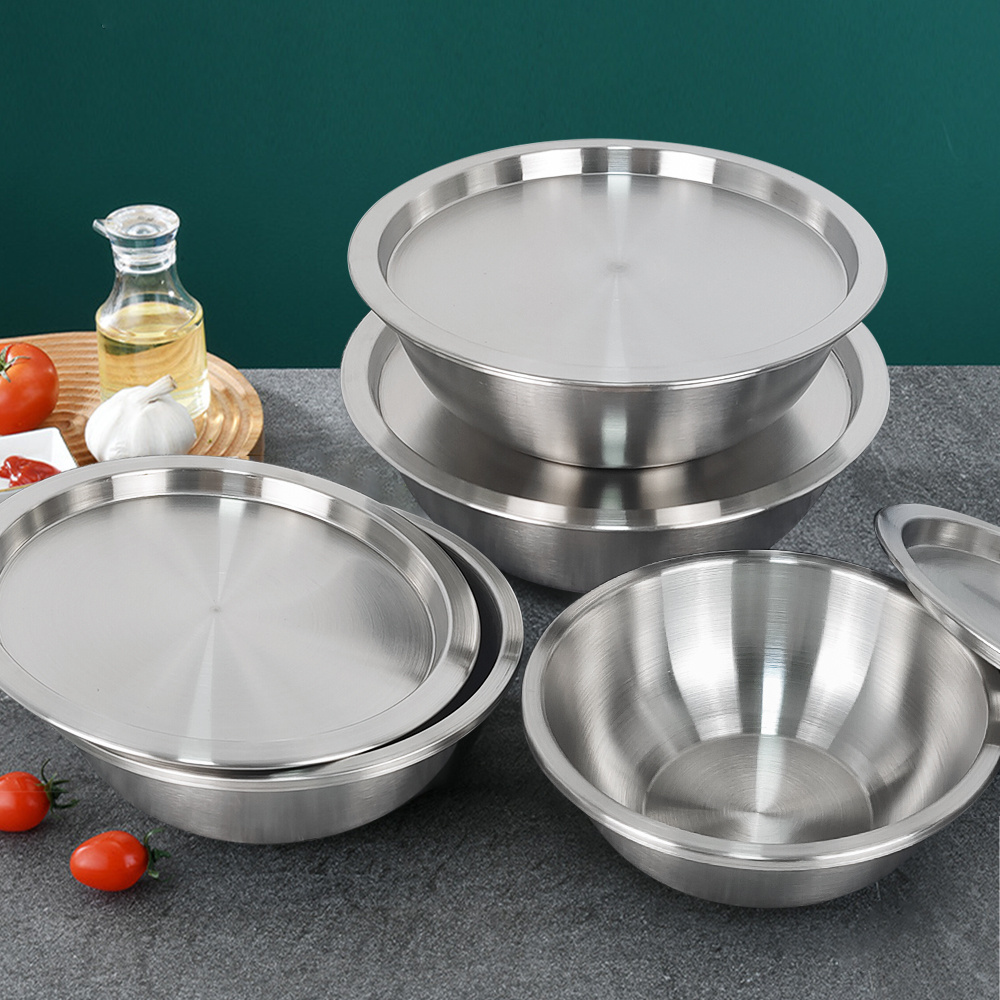 Reusable Meal Prep  Salad Bowl Nesting Bowls Plate Refrigerator Kitchen Eco friendly Stainless Steel Mixing Bowls Set