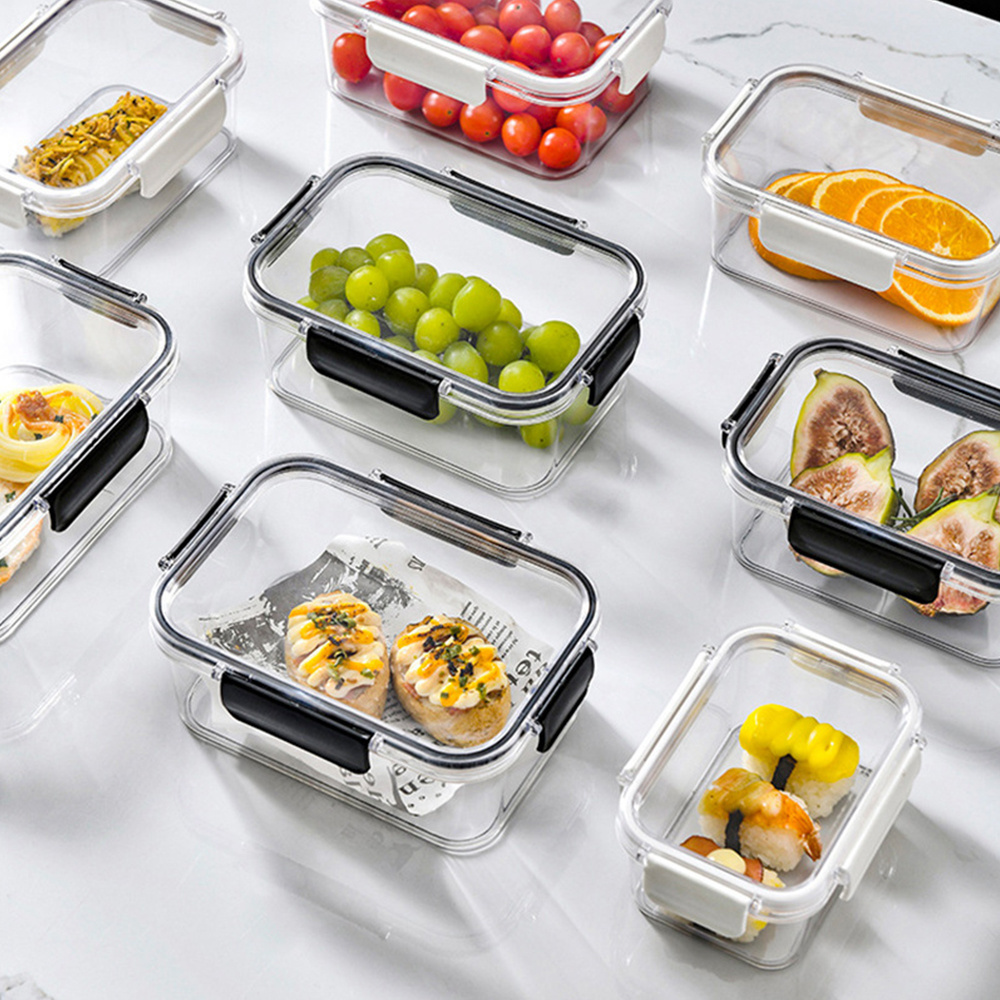 Leak-proof Lunch Box Dry goods Fresh Ingredients School or Work Microwave Plastic Food Storage Containers With Locking Lid Clear