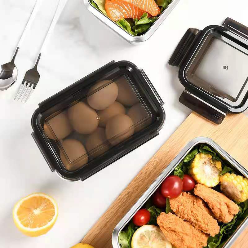 IKITCHEN Lunch Box Set Eco Friendly Leakproof Tiffin Box Food Container Microwave Safe Stainless Steel Bento Box With Paper Tape