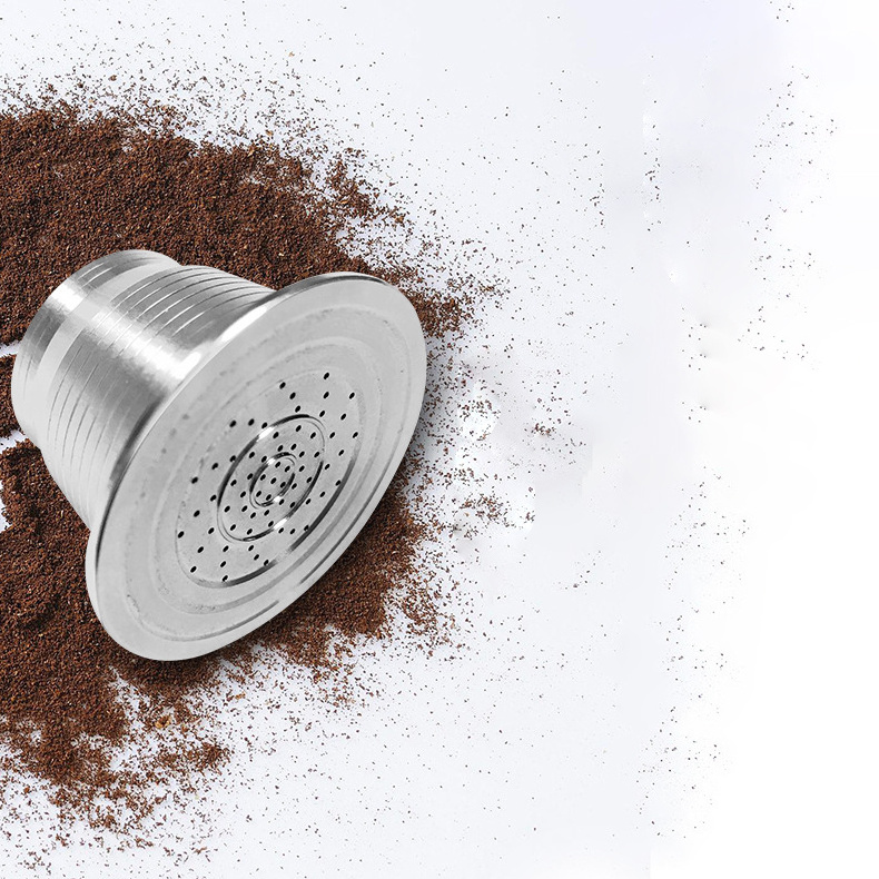 2023 Hot Sale Empty Stainless Steel Reusable Coffee Capsules Filter Set One Brush Spoon Capsule Coffee