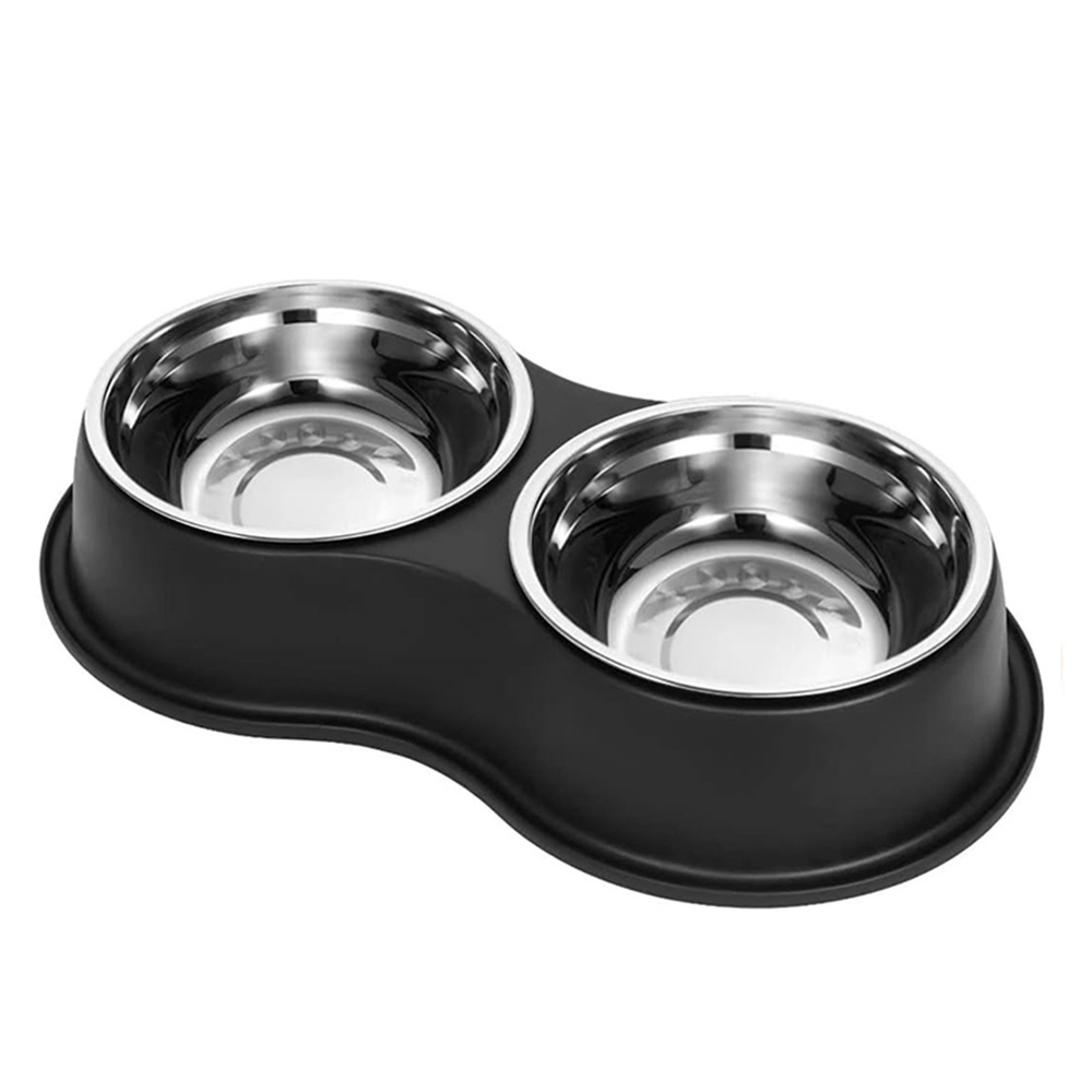 Stainless Steel Dog Bowls Double Dog Water and Food Bowls with Non-Slip Resin Station Pet Feeder Bowls Puppy Medium Dogs Cats