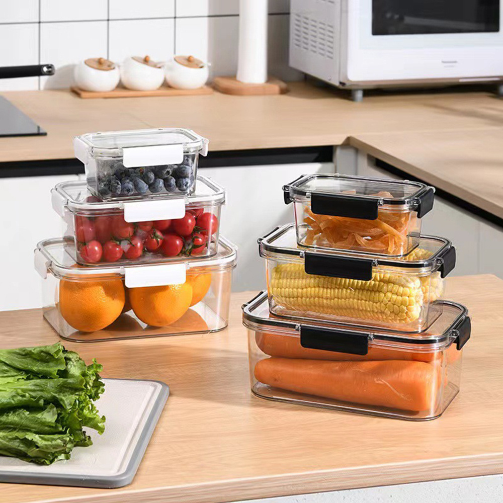 Leak-proof Lunch Box Dry goods Fresh Ingredients School or Work Microwave Plastic Food Storage Containers With Locking Lid Clear