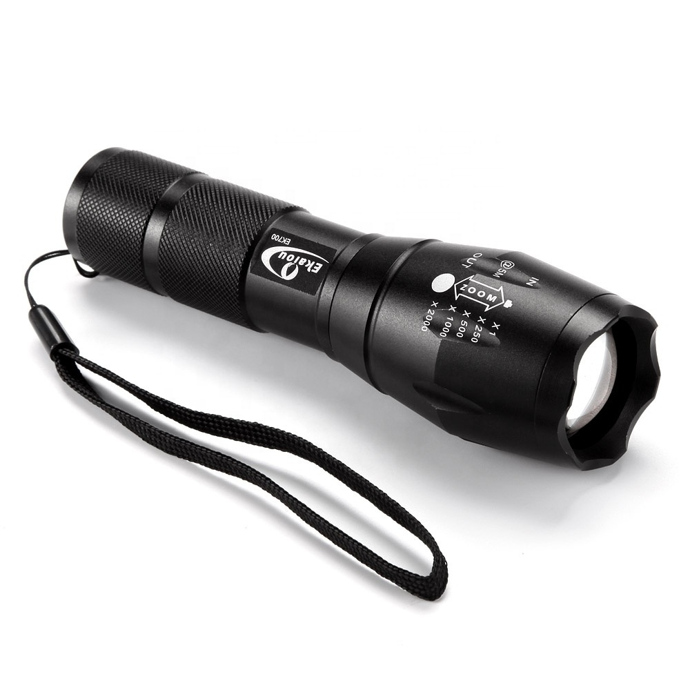 Zoomable LED Flashlights high lumens Rechargeable Adjustable Focus Torch Lamp with 18650 battery charger sets Gift Box