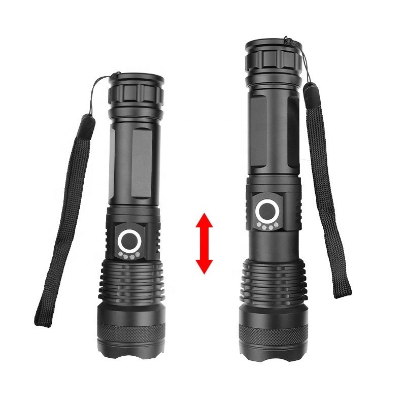 Waterproof 3000 High Lumens USB Rechargeable Zoomable Tactical Flashlights XHP50 Flashlight Torch Light for Camping, Hiking