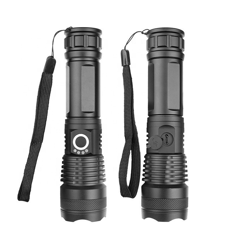 Waterproof 3000 High Lumens USB Rechargeable Zoomable Tactical Flashlights XHP50 Flashlight Torch Light for Camping, Hiking