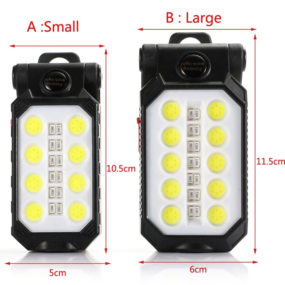 Foldable COB LED Work Light Portable USB Rechargeable Flashlight Waterproof Torch Magnetic Base Work Lamp Camping Light