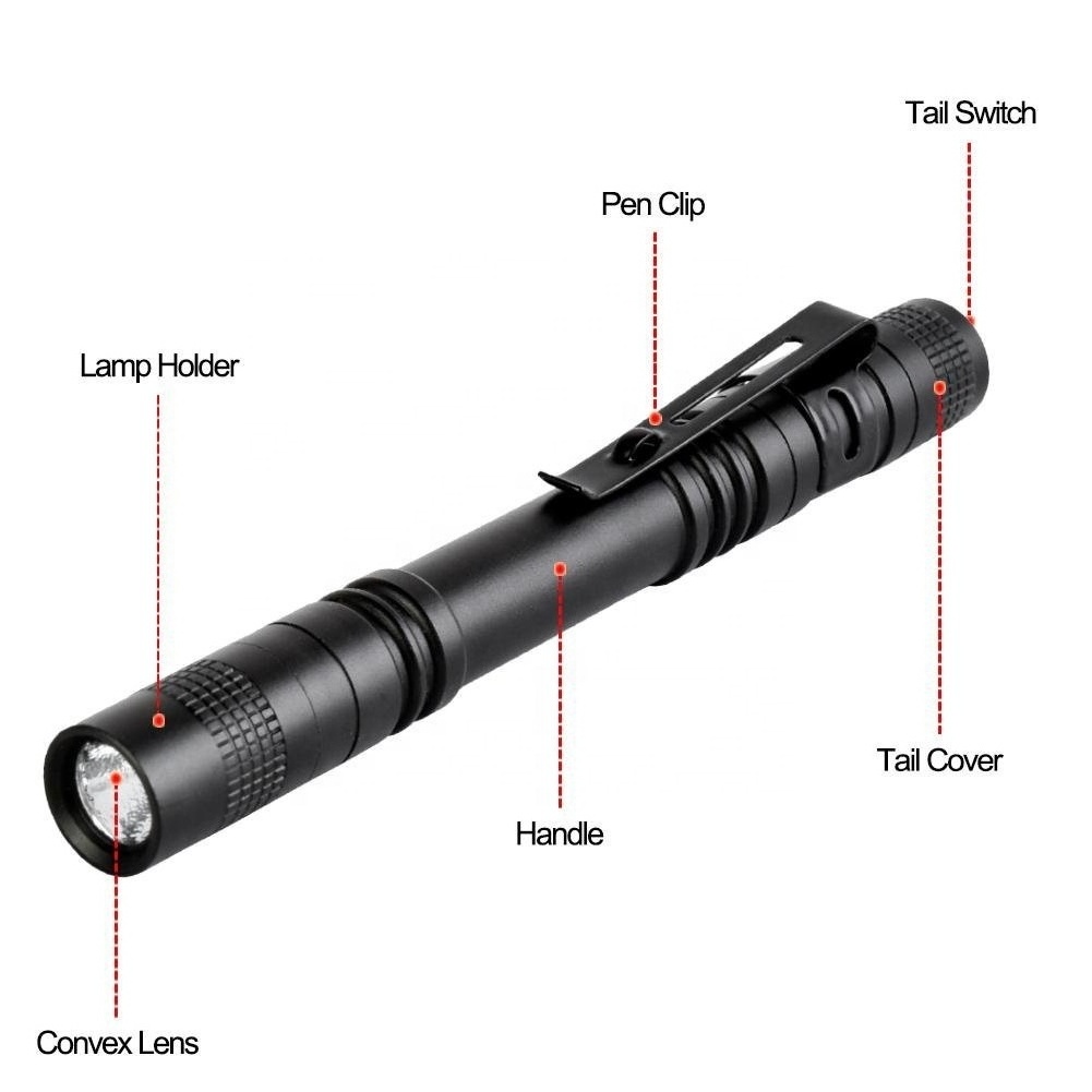 Portable Aluminum Alloy  Mini flashlights Tactical EDC Pocket Flashlight Small Penholder Pen Light