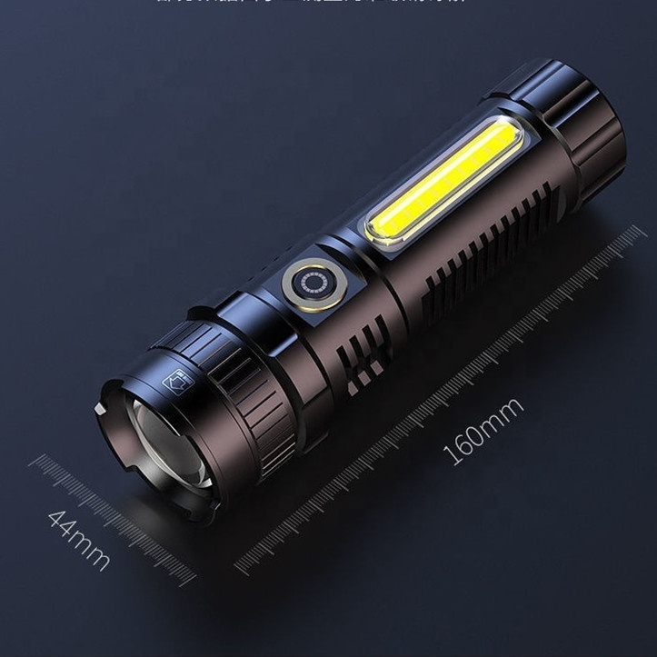 USB type-c Charging Power Display Aluminum Alloy XHP70 Power Telescopic Zoom Outdoor Flashlight with cob Adventure Flashlight