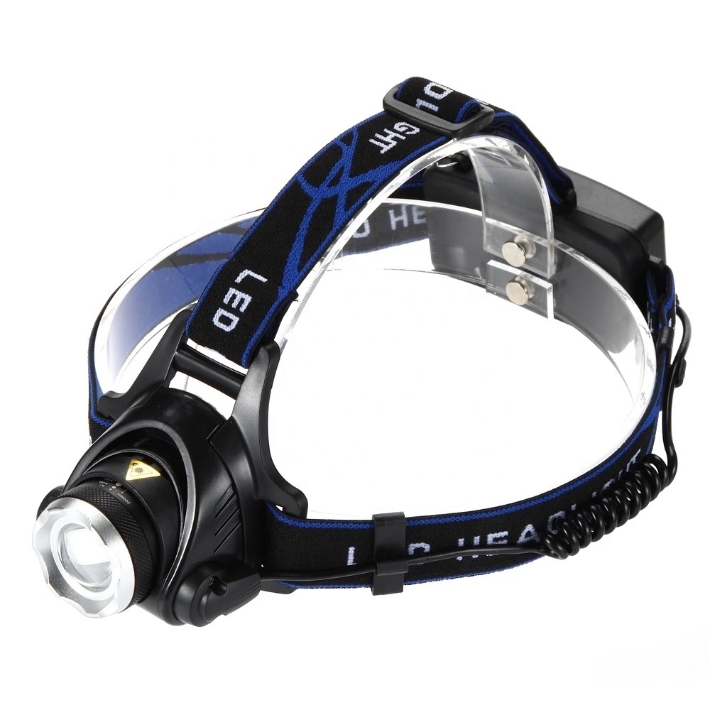 Warranty 1 Year Rechargeable Adjustable Zoom Headlamp LED Headlight Black Camping Rechargeable Battery Ce 65 IP68 ABS R7S