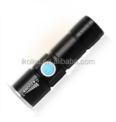 USB Charging Mini Size Flashlight XPE Zoomable Torch Rechargeable Led Torch Light Flashlight With packing box