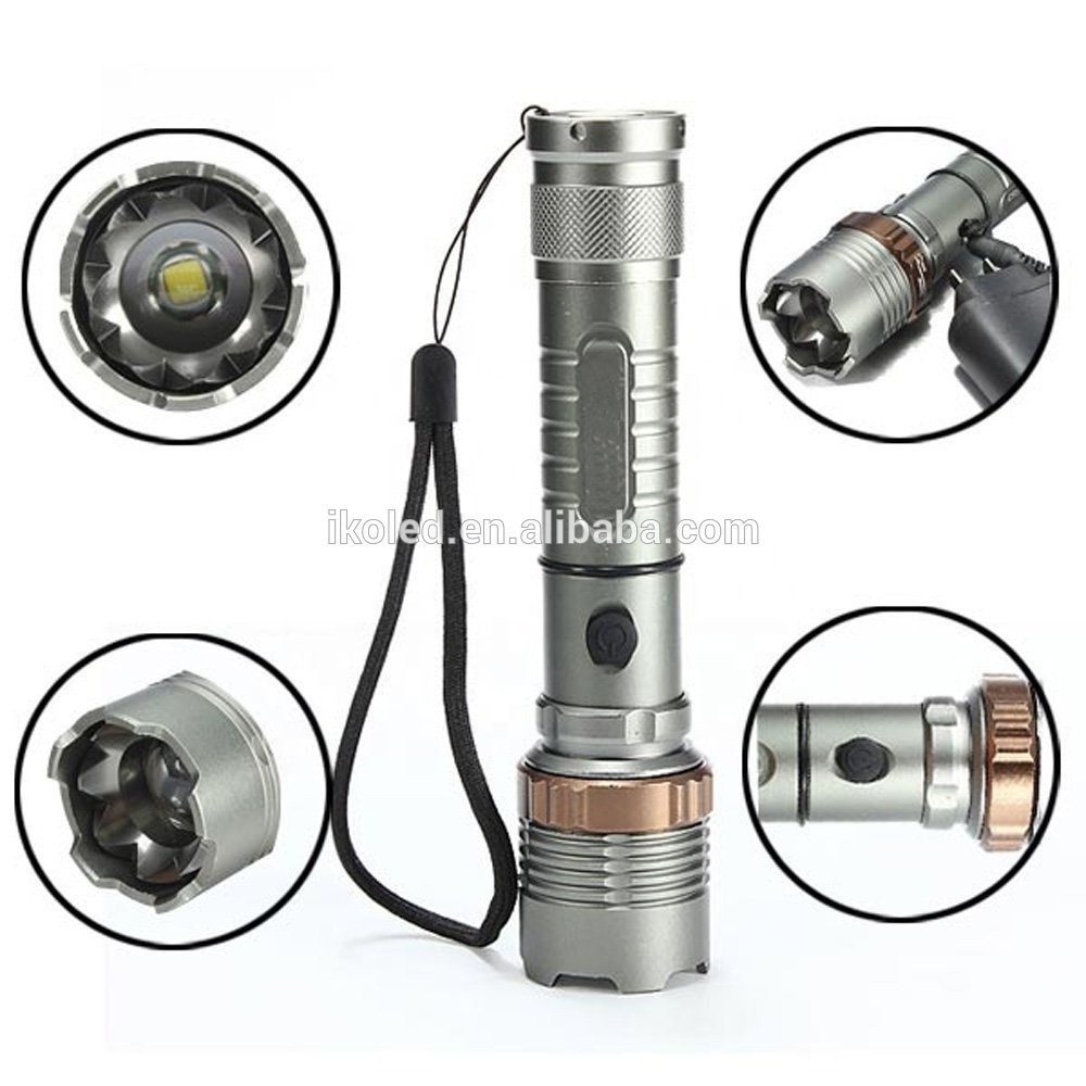 LED 1800 Lumens Rechargeable Powerful Flashlight Waterproof Torch Kit for Camping with 18650 barrery charger gift box