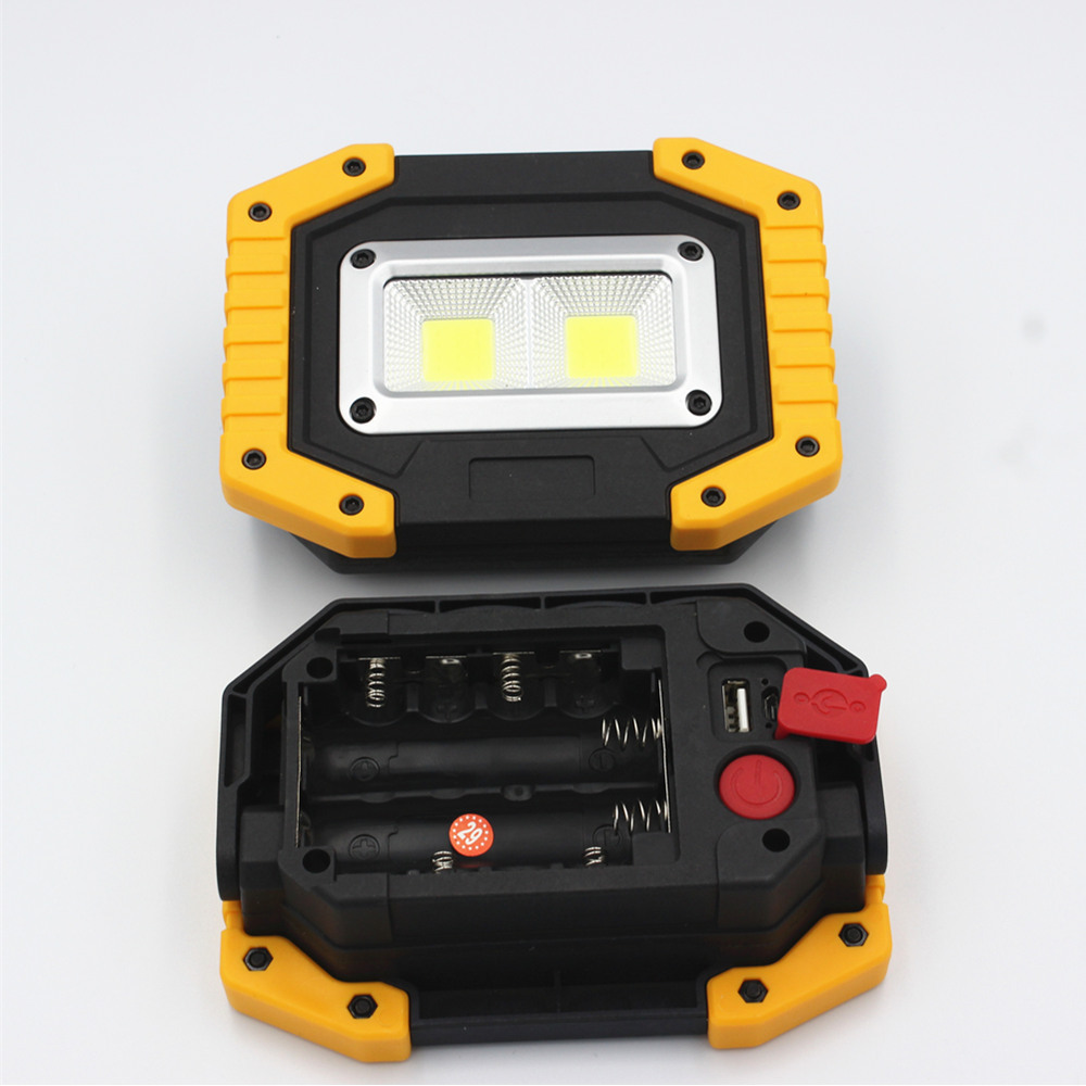 LED COB Floodlight 20W Portable Spotlight 18650 Rechargeable Battery Outdoor Working Light for Camping Hunting 3-Mode Flashlight