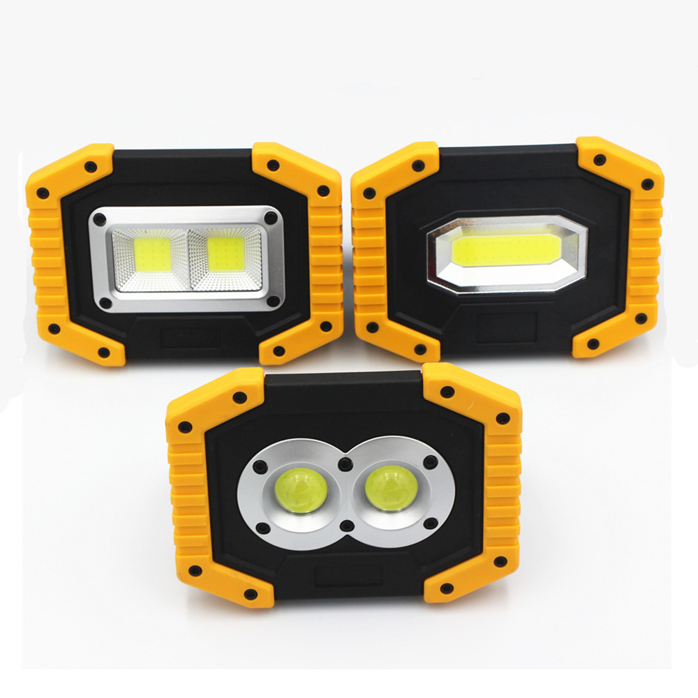 LED COB Floodlight 20W Portable Spotlight 18650 Rechargeable Battery Outdoor Working Light for Camping Hunting 3-Mode Flashlight