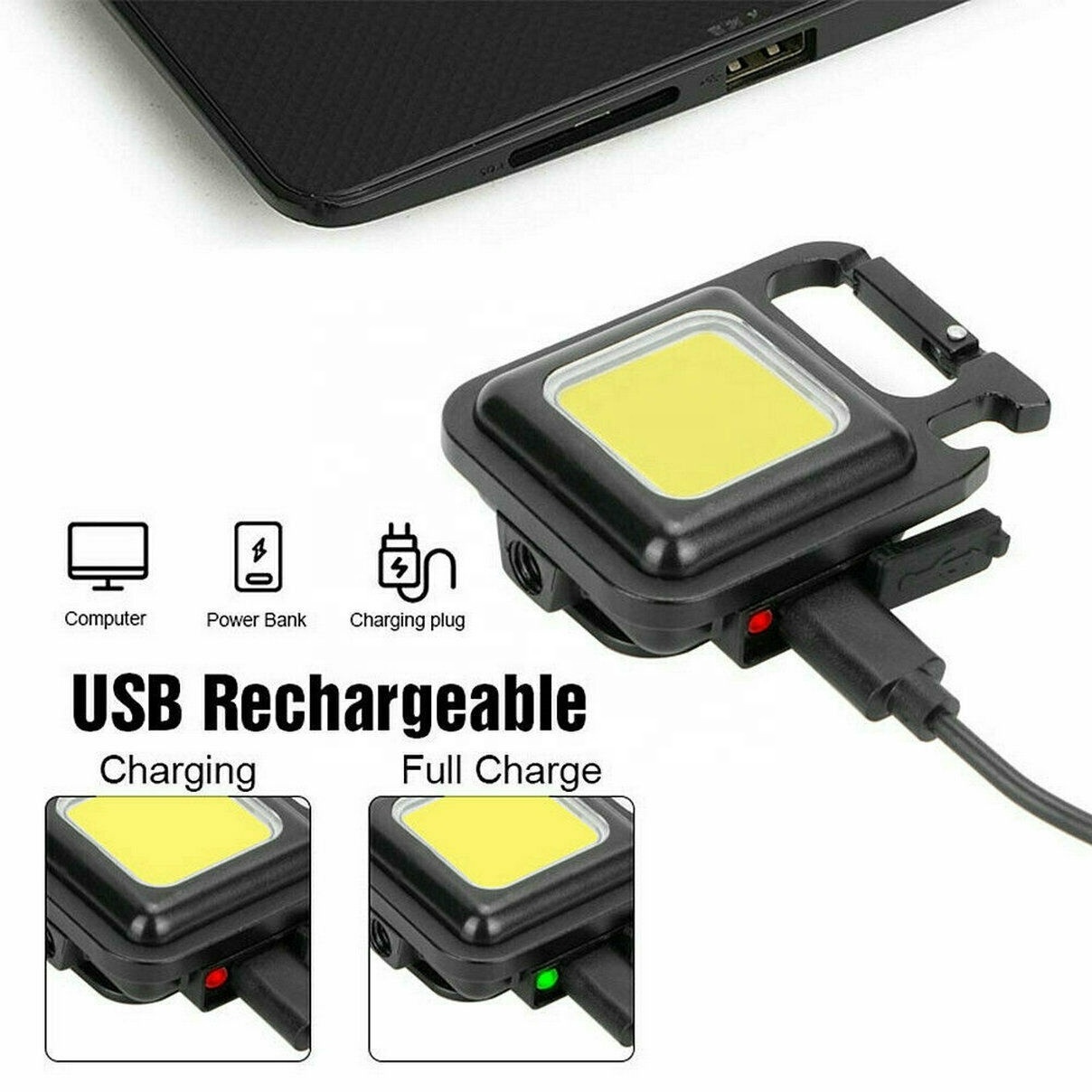 Mini Waterproof Rechargeable USB LED Light Flashlight Pocket COB Work Lamp Torch