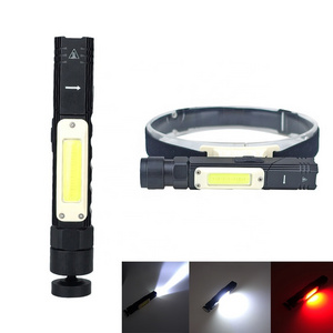 USB Charging 5 Lighting Modes Headlamp 360 Degree Ratate Red White Light Work Light 3W XPG COB LED Flashlight 90 Degree Folding