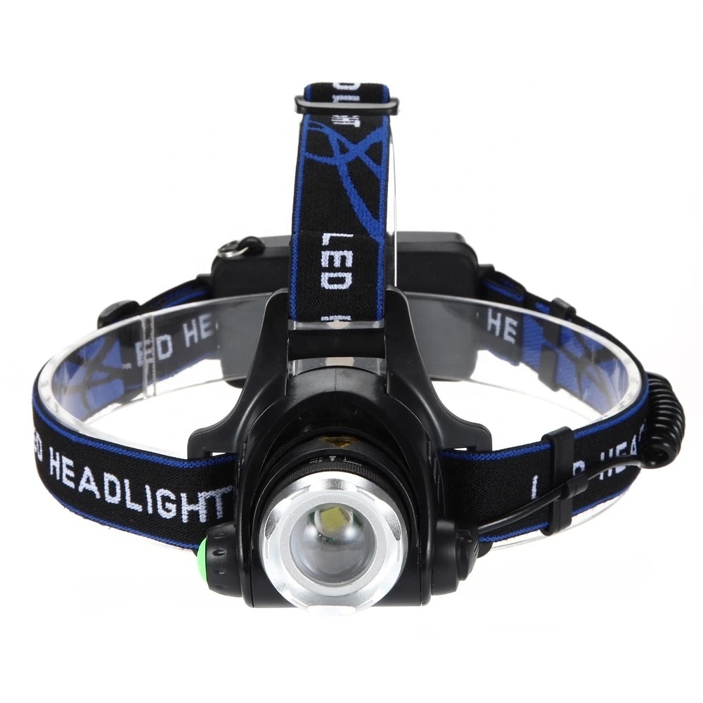 Warranty 1 Year Rechargeable Adjustable Zoom Headlamp LED Headlight Black Camping Rechargeable Battery Ce 65 IP68 ABS R7S