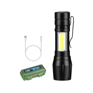 Mini Super Bright Flashlight Rechargeable USB Portable Aluminium Alloy Material zoomable COB mini flashlights