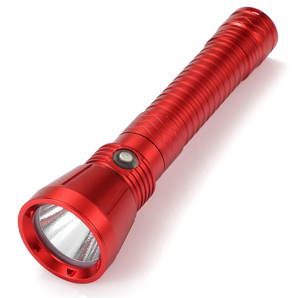 Customized logo Red Diving Flashlight xhp70 Yellow White light 26650 Tactics Torch Underwater waterproof lamp