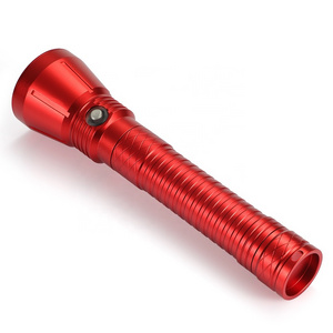 Customized logo Red Diving Flashlight xhp70 Yellow White light 26650 Tactics Torch Underwater waterproof lamp