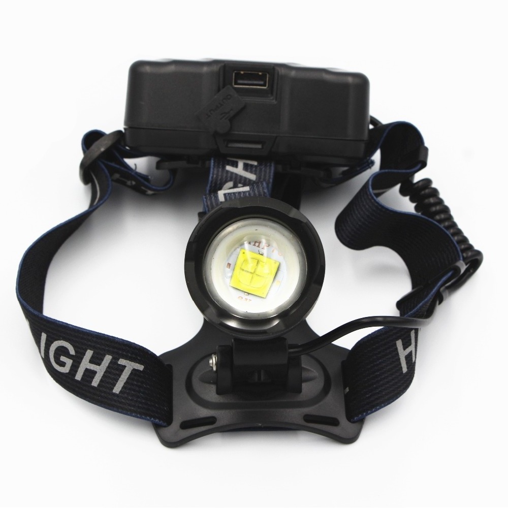 50W LED Headlight XHP70  Zoom Head Lamp Portable Torch Camping lamp Lantern use 3*18650 battery