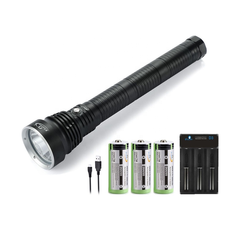 XHP70.2 led diving flashlight waterproof  Light Scuba Diver Lamp Wholesale With 26650 5000mah battery USB charger set