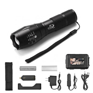 Zoomable LED Flashlights high lumens Rechargeable Adjustable Focus Torch Lamp with 18650 battery charger sets Gift Box