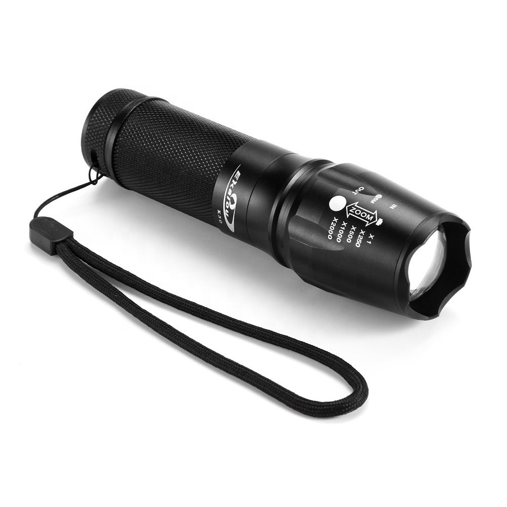 Rechargeable Tactical Led Zoom Flashlight with 18650 Battery and Charger Gift Boxes Kit Aluminum High Power 1000 Lumen 10W 60 65