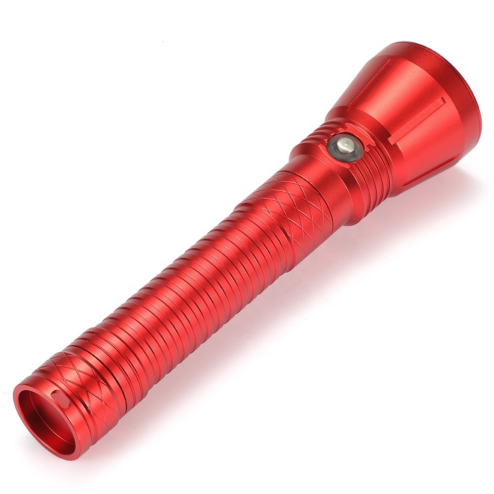 Customized logo Red Diving Flashlight xhp70 Yellow White light 26650 Tactics Torch Underwater waterproof lamp