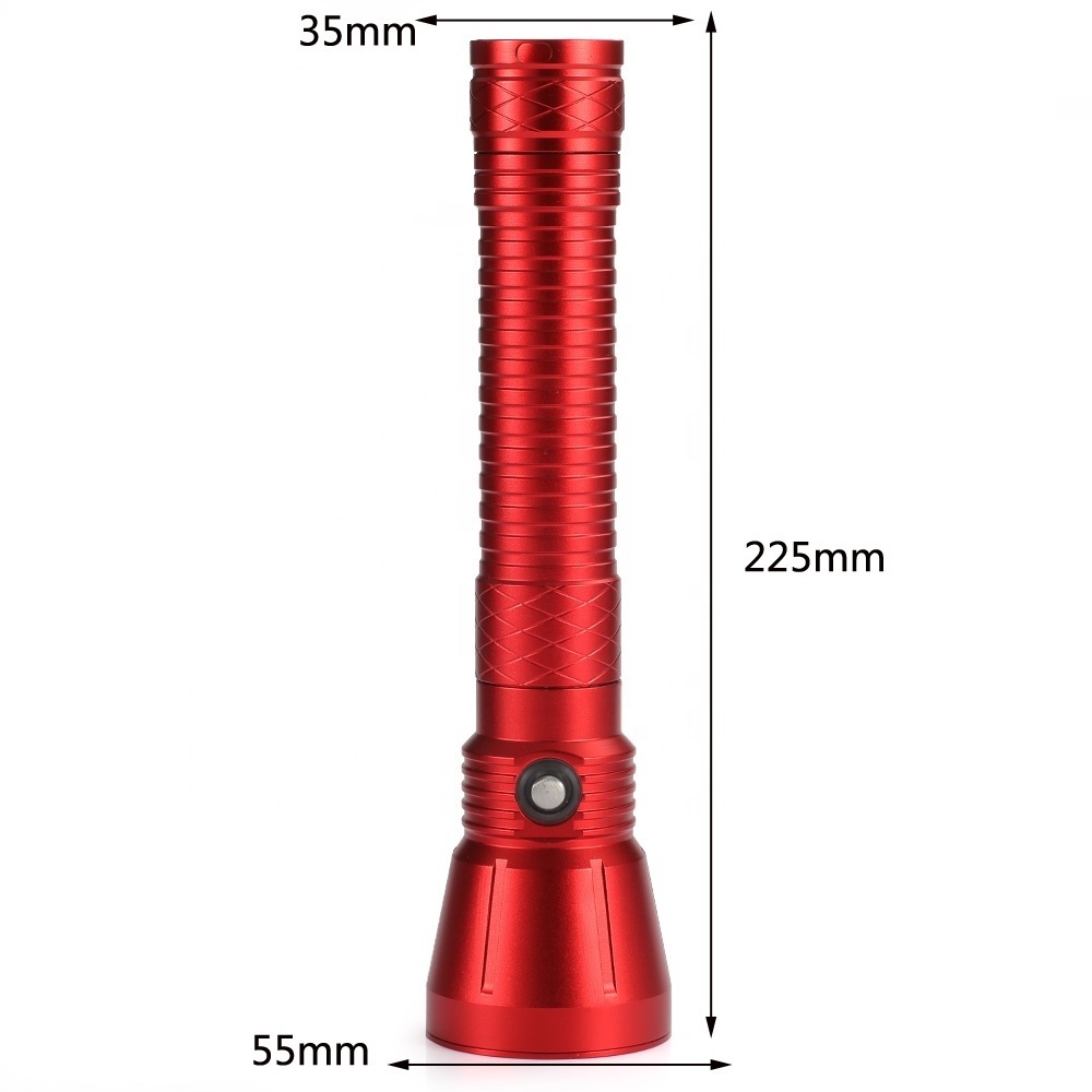 Customized logo Red Diving Flashlight xhp70 Yellow White light 26650 Tactics Torch Underwater waterproof lamp