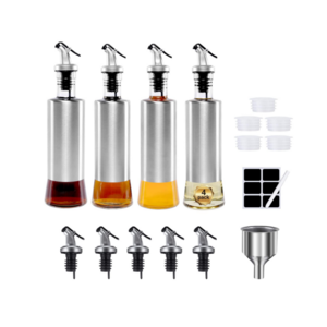 IKOO hot sale stainless steel glass oil dispenser bottle Pouring Spouts Soy Sauce Container for Kitchen