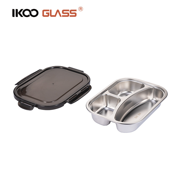 wholesale divided stainless steel food tray with lid