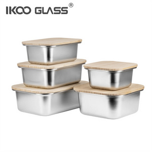 IKOO airtight durable stainless steel food container with lid bamboo