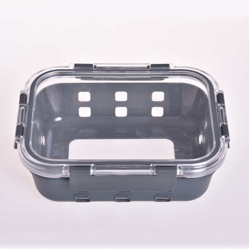 New design leakproof silicon glass tiffin food container storage with 4 lock