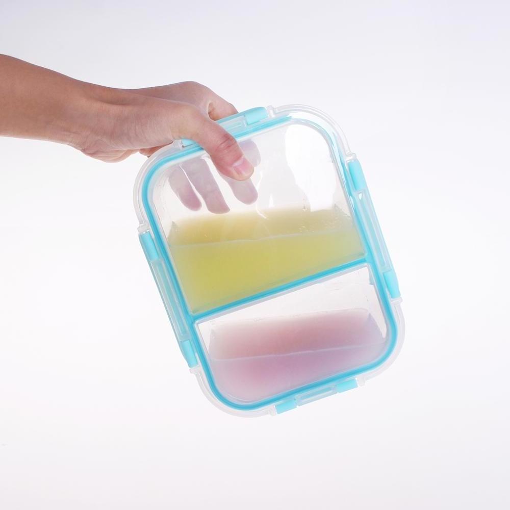 Eco friendly leakproof glass food storage compartment lunch box with lock lid