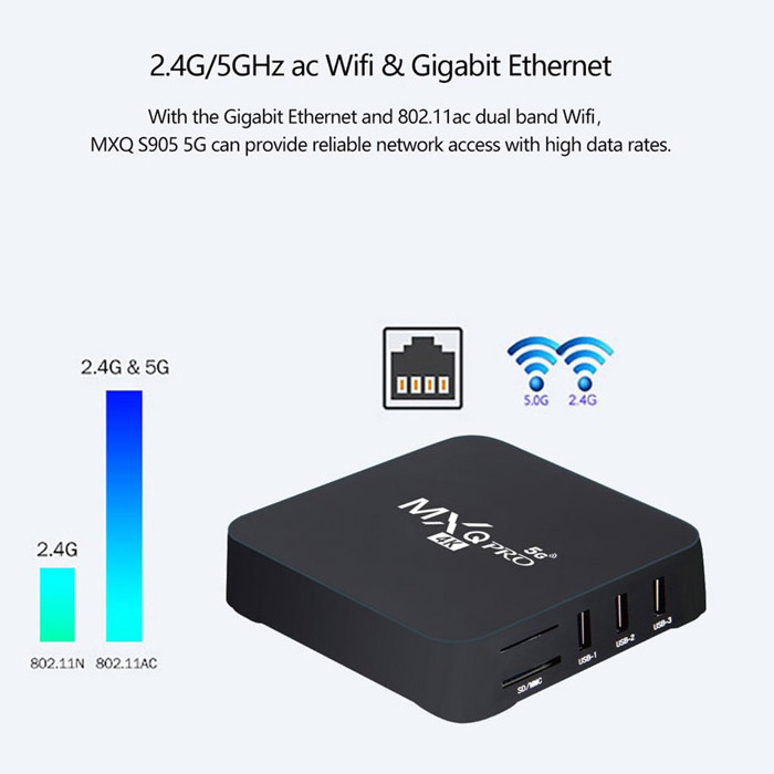 Smart TV Box Android  Amlogic S905w Allwinner 2GB 16GB 2.4G 5G WIFI Google  Android TV Box Media Player MXQPRO Set top box