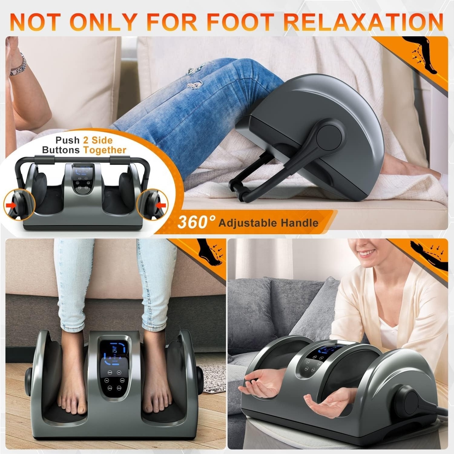 Upgraded Shiatsu Foot Massager with Heat & Remote for Plantar Fasciitis & Neuropathy Circulation Deep Kneading Calf Leg Massager