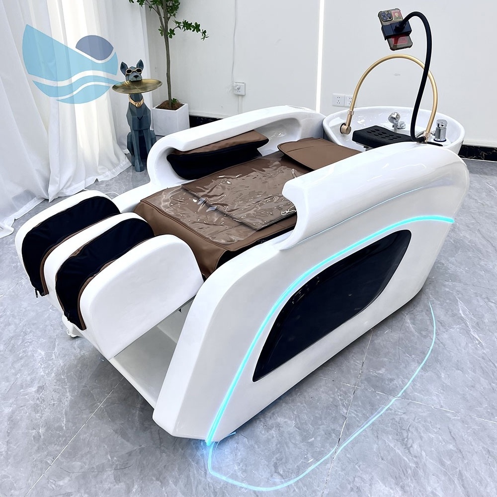 Shampoo And Massage Bed With Sink Barbershop Salon Japanese Head Spa Shampoo Chair Ceramic Wash Basin Shampoo Beds